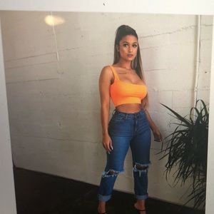 Orange crop top.